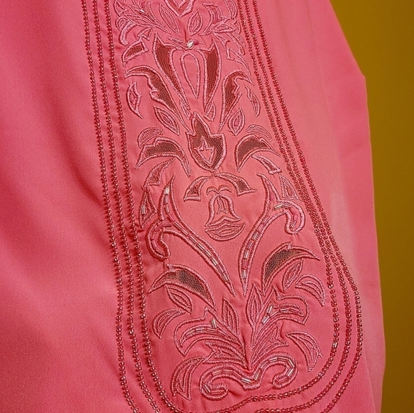 Eloquii | Hot Pink Embroidered Beaded Tank Blouse (Size 18/20) - Picture 5 of 15